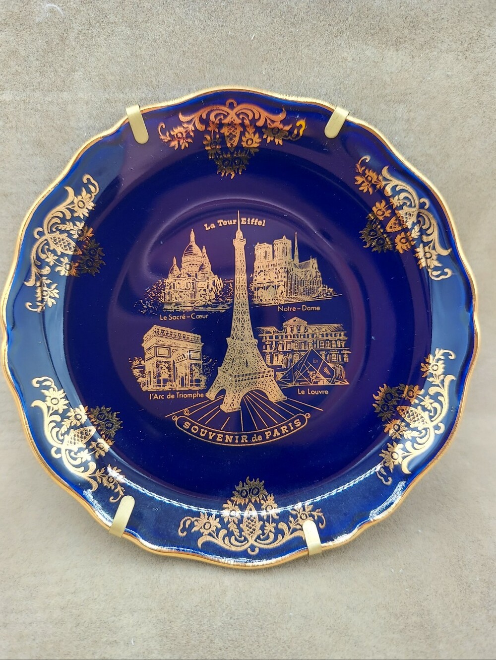Limoges Paris Souvenir Plate Cobalt Blue And Gold Made in France